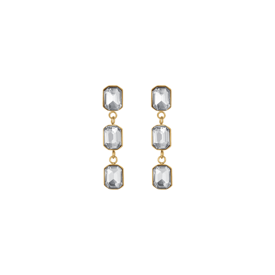 PENDIENTES DE ACERO IP DE MUJER CON CRISTALES BLANCOS