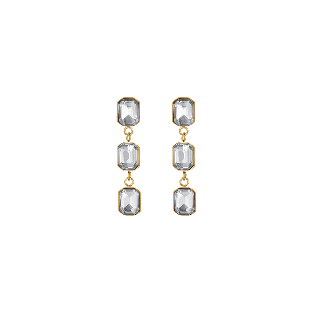 PENDIENTES DE ACERO IP DE MUJER CON CRISTALES BLANCOS