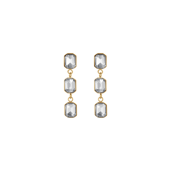 PENDIENTES DE ACERO IP DE MUJER CON CRISTALES BLANCOS