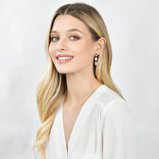 PENDIENTES DE ACERO IP DE MUJER CON CRISTALES BLANCOS