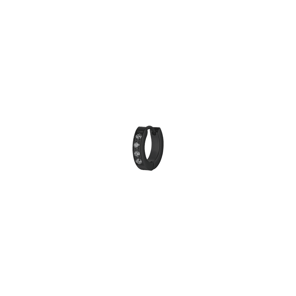PENDIENTE DE ACERO IP NEGRO MONO PARA HOMBRE CON CRISTALES NEGROS