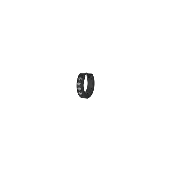 PENDIENTE DE ACERO IP NEGRO MONO PARA HOMBRE CON CRISTALES NEGROS