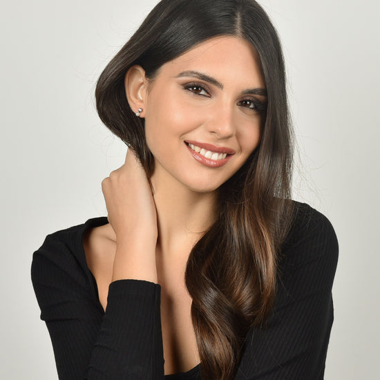 PENDIENTES DE ACERO PARA MUJER CON PERLAS CON CRISTALES BLANCOS