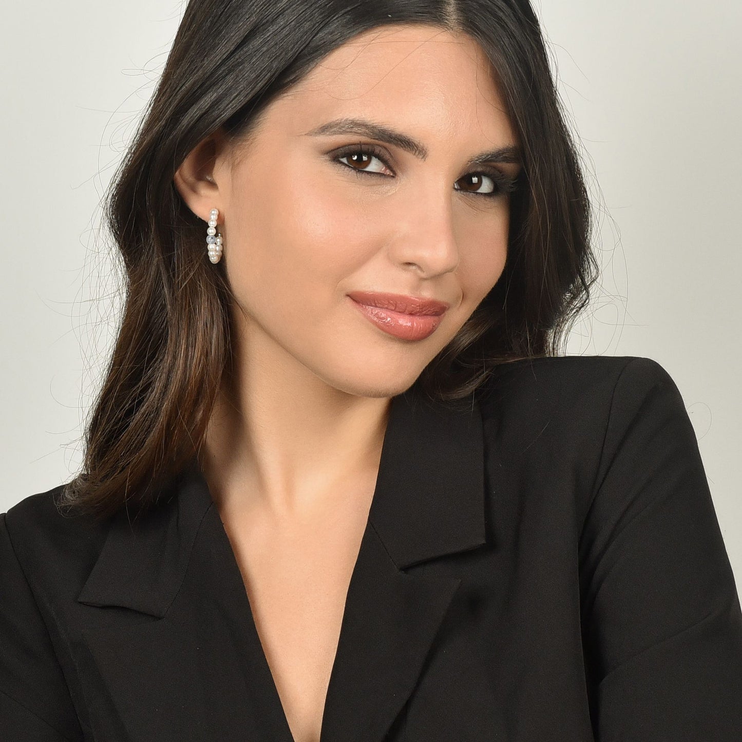 PENDIENTES DE ACERO PARA MUJER CON PERLAS Y ELEMENTOS DE ACERO