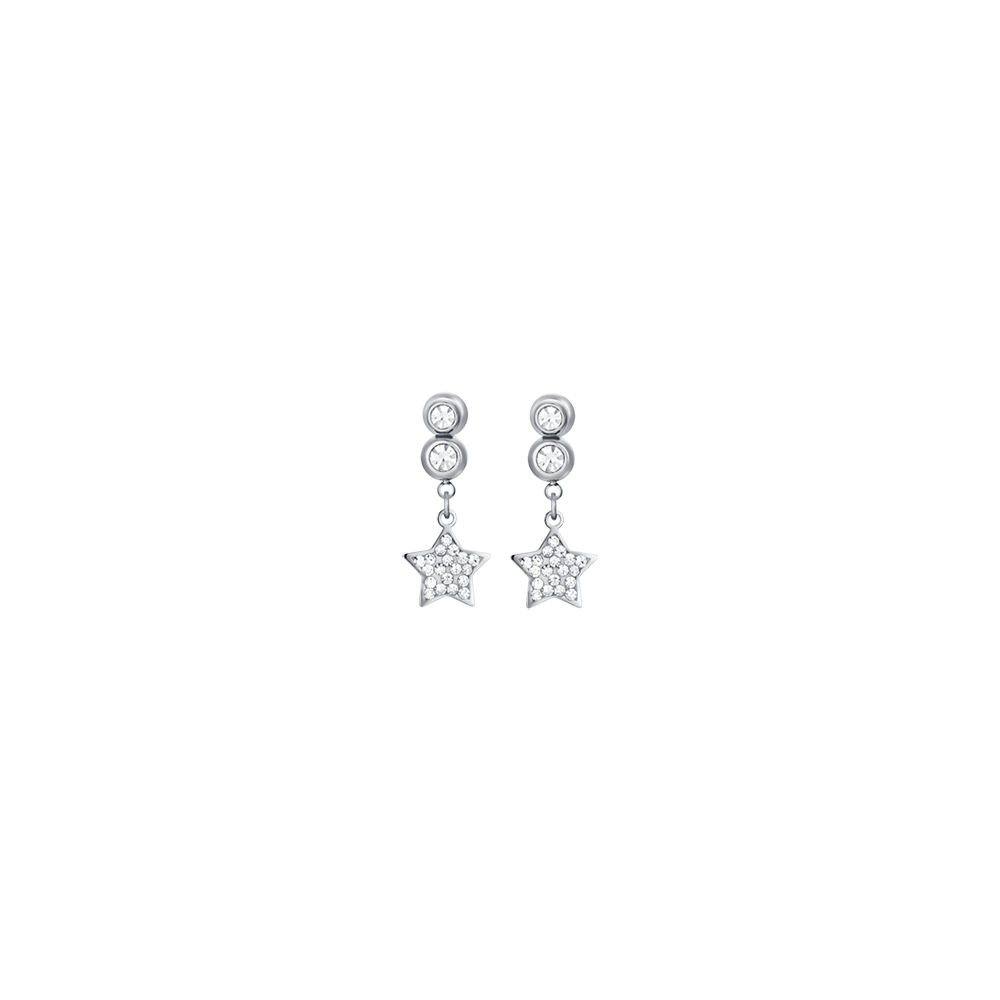 PENDIENTES DE ESTRELLA DE ACERO PARA MUJER CON CRISTALES BLANCOS