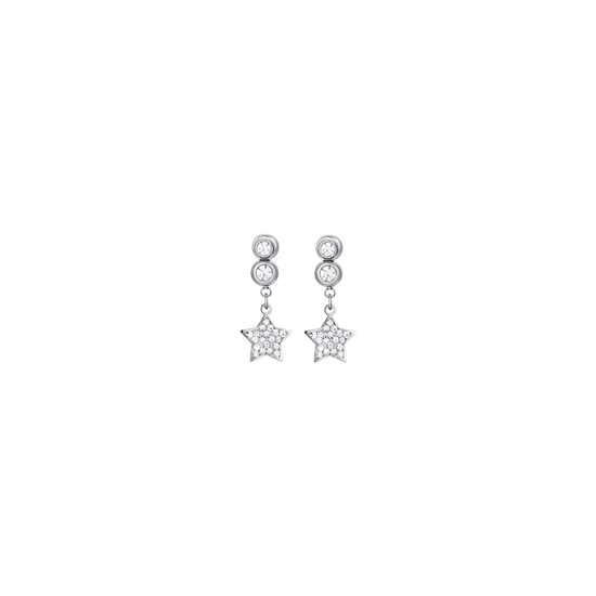 PENDIENTES DE ESTRELLA DE ACERO PARA MUJER CON CRISTALES BLANCOS
