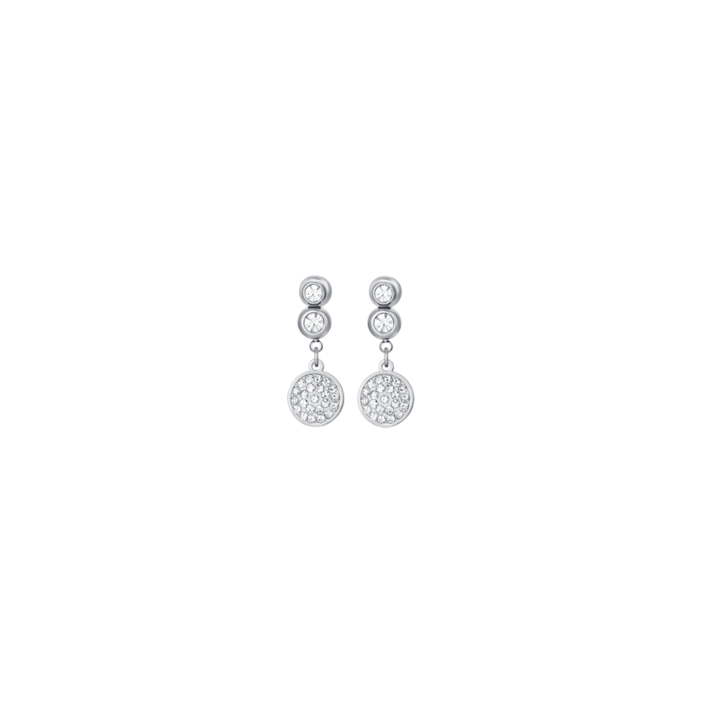PENDIENTES DE ACERO PARA MUJER CON ELEMENTO DE CRISTAL BLANCO