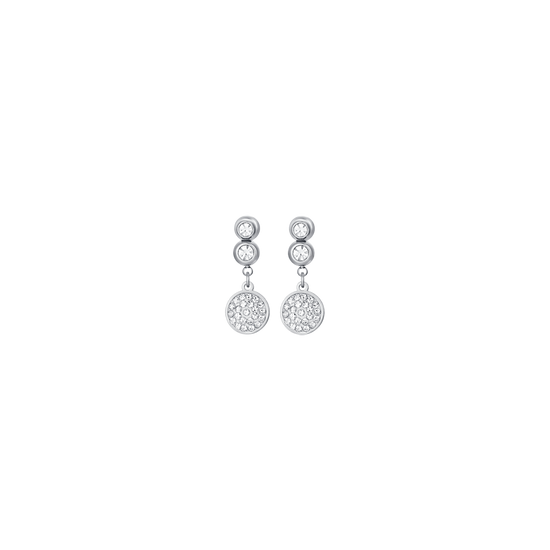 PENDIENTES DE ACERO PARA MUJER CON ELEMENTO DE CRISTAL BLANCO