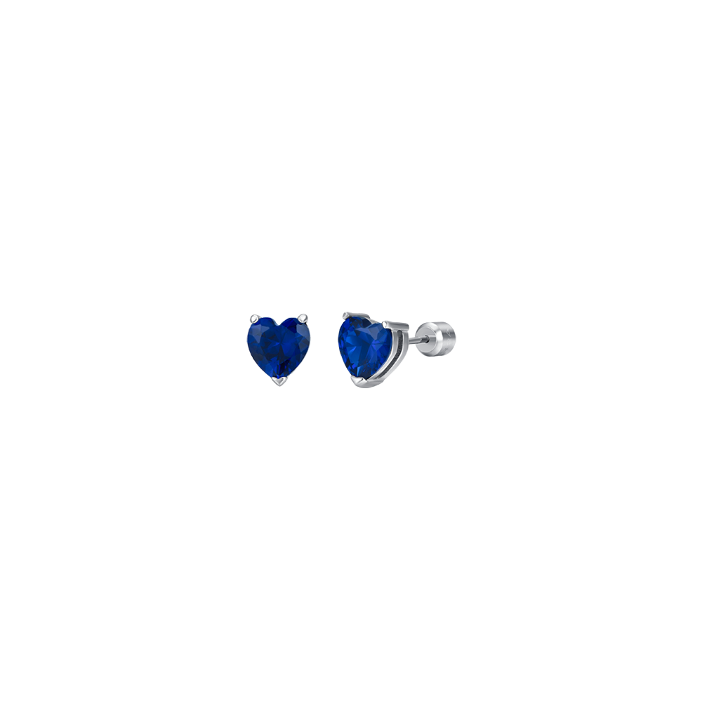 PENDIENTES DE ACERO PARA MUJER CON CORAZONES DE CRISTAL AZUL