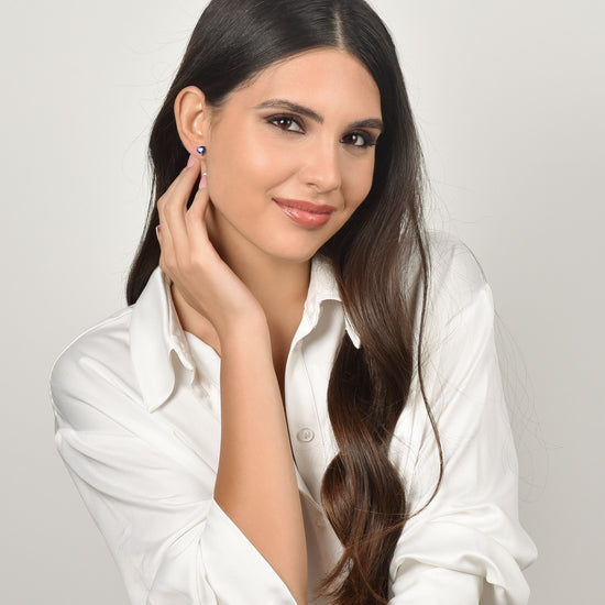 PENDIENTES DE ACERO PARA MUJER CON CORAZONES DE CRISTAL AZUL