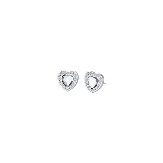 PENDIENTES DE ACERO PARA MUJER CORAZONES DE CRISTAL BLANCO
