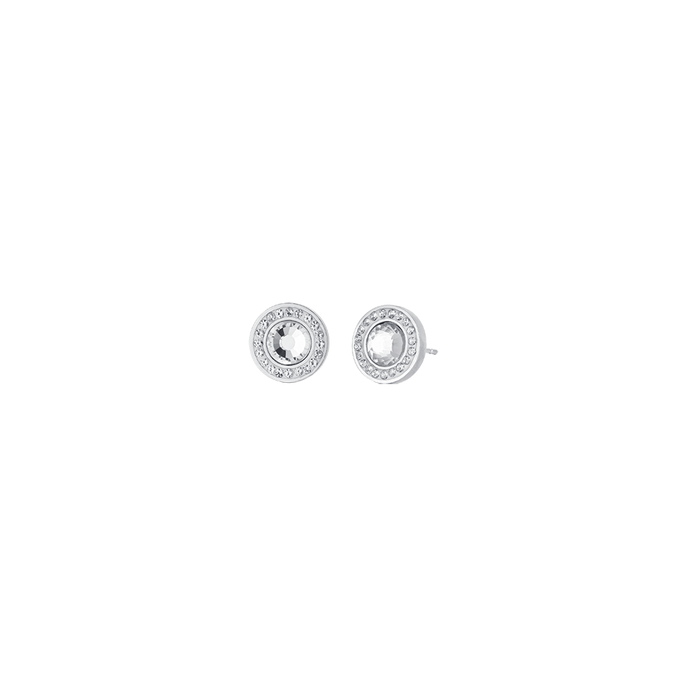 PENDIENTES DE ACERO PARA MUJER CON ELEMENTOS DE CRISTAL BLANCO