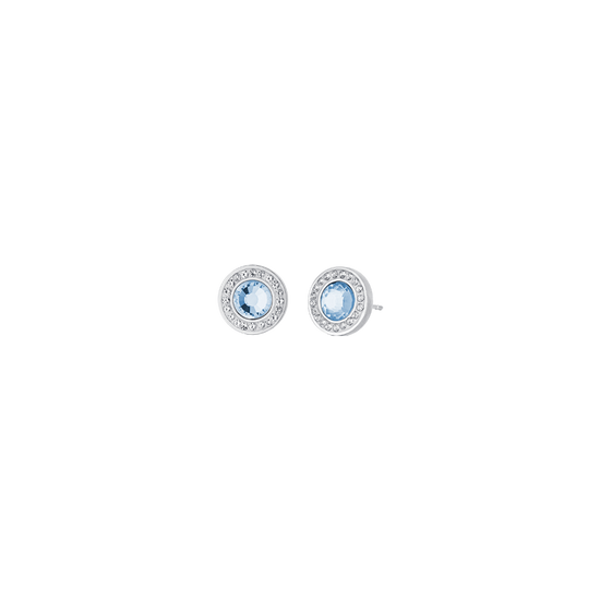 PENDIENTES DE ACERO PARA MUJER CON ELEMENTOS DE AGUAMARINA Y CRISTAL BLANCO