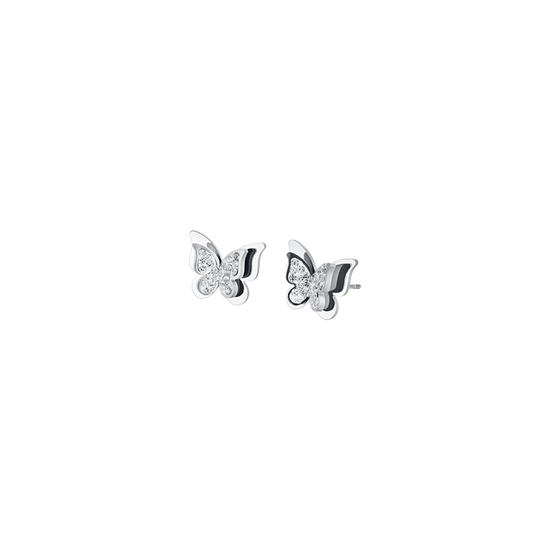 PENDIENTES DE MUJER MARIPOSA DE ACERO CON CRISTALES BLANCOS