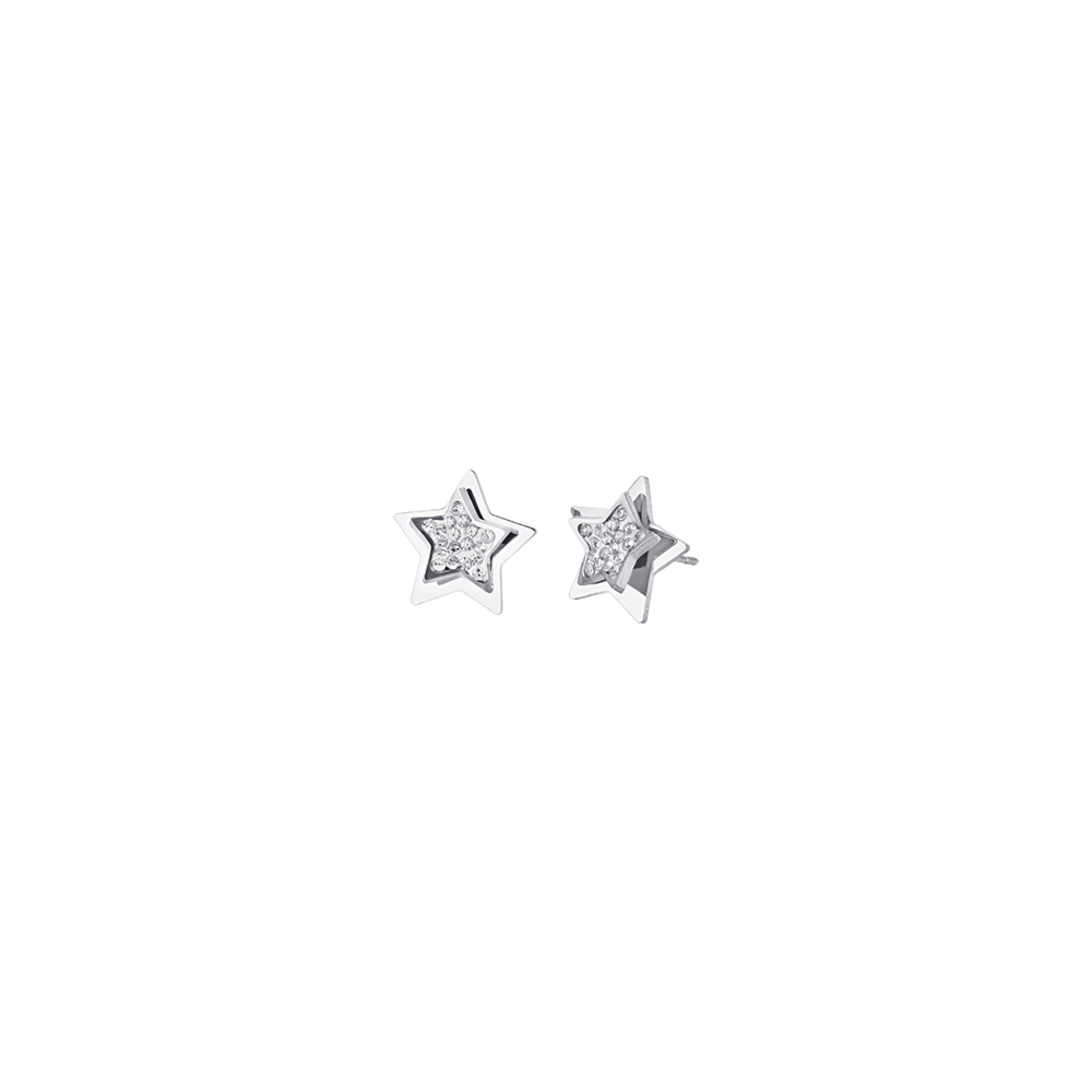 PENDIENTES DE MUJER ESTRELLA DE ACERO CON CRISTALES BLANCOS
