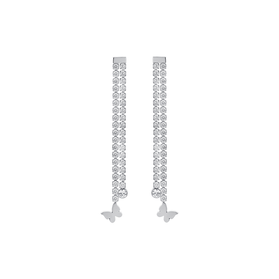 ORECCHINI DONNA IN ACCIAIO CON CRISTALLI BIANCHI E FARFALLE Luca Barra