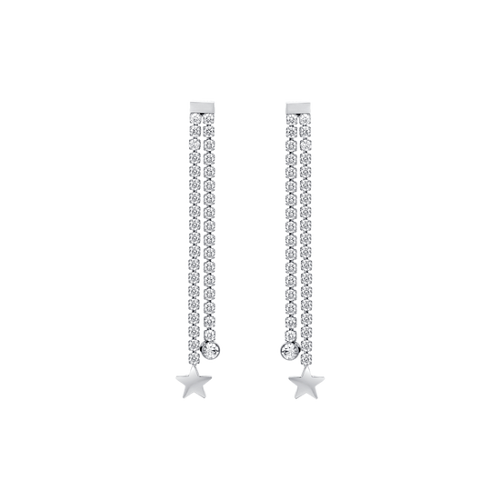 PENDIENTES DE ACERO PARA MUJER CON CRISTALES BLANCOS Y ESTRELLAS