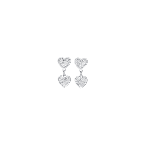 PENDIENTES DE MUJER CORAZÓN DE ACERO CON CRISTALES BLANCOS