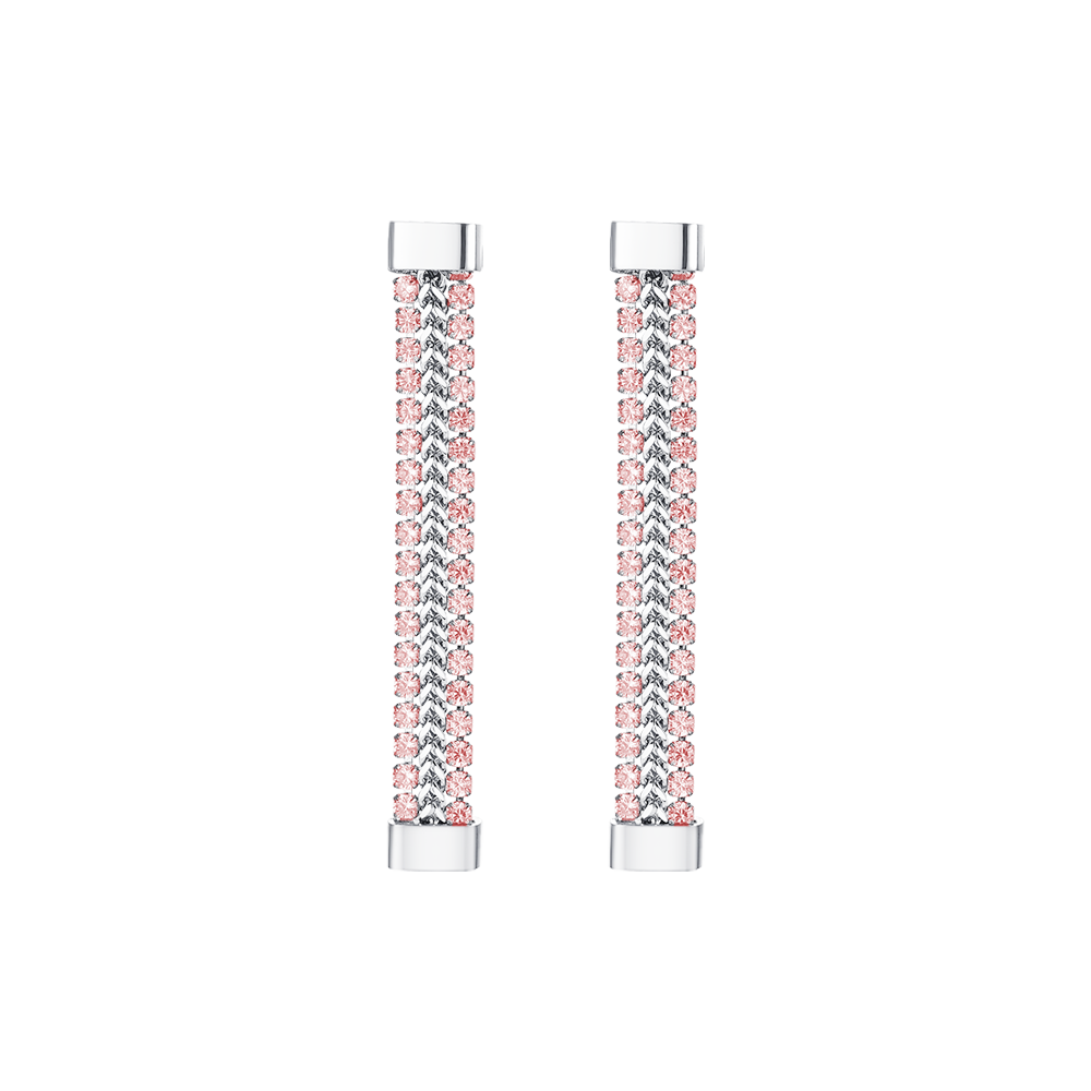 PENDIENTES DE ACERO PARA MUJER CON CRISTALES ROSAS