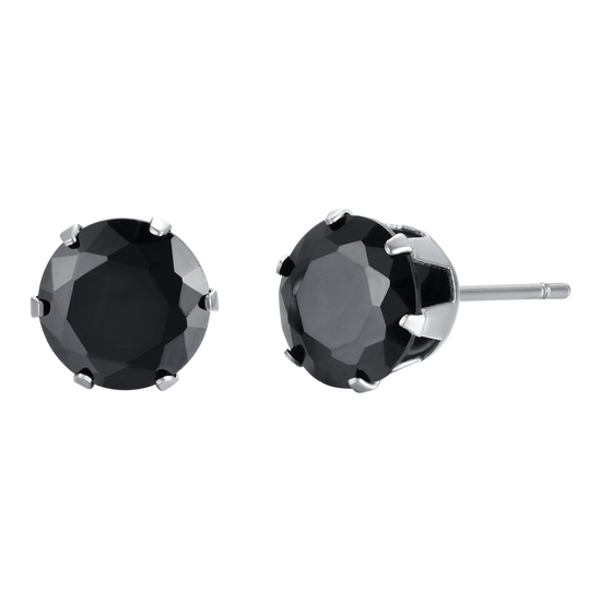 PENDIENTES DE HOMBRE DE ACERO CON CRISTALES NEGROS