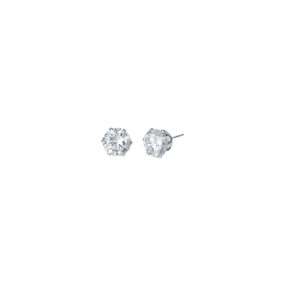 PENDIENTES DE HOMBRE DE ACERO CON CRISTALES BLANCOS