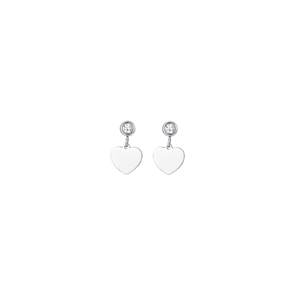PENDIENTES DE ACERO PARA MUJER CON CORAZÓN Y CIRCONITA BLANCA