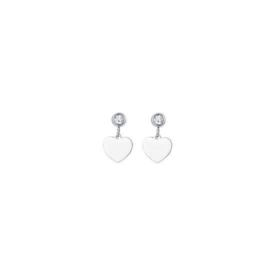PENDIENTES DE ACERO PARA MUJER CON CORAZÓN Y CIRCONITA BLANCA