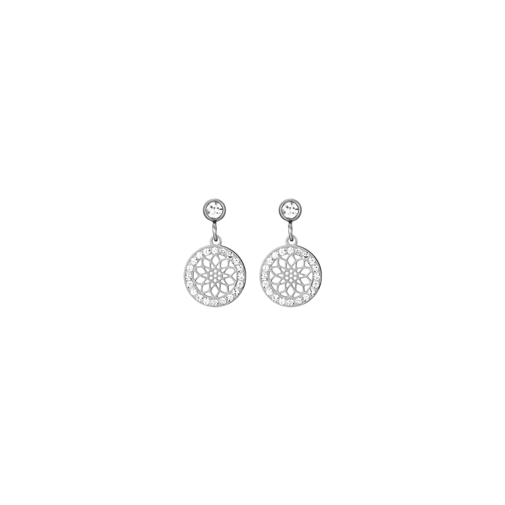 MUJER PENDIENTES DE ACERO FLOR DE LA VIDA