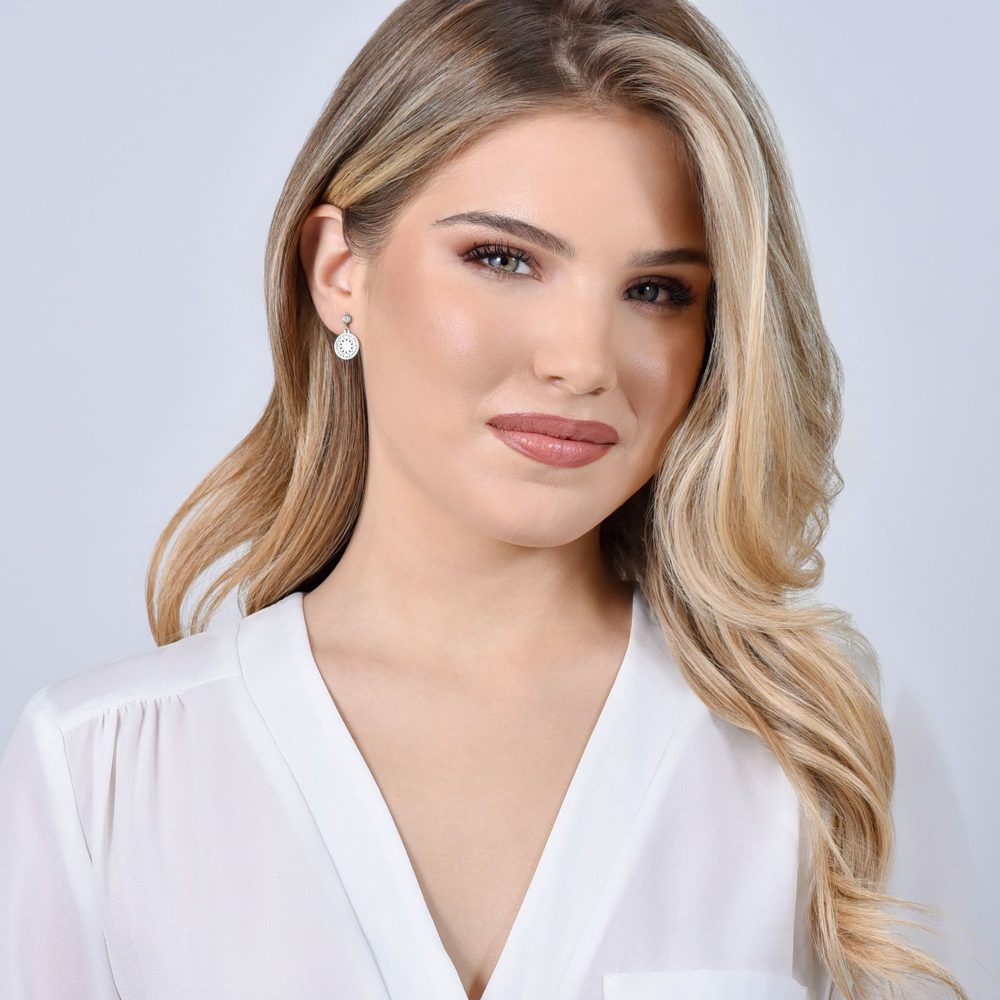 MUJER PENDIENTES DE ACERO FLOR DE LA VIDA