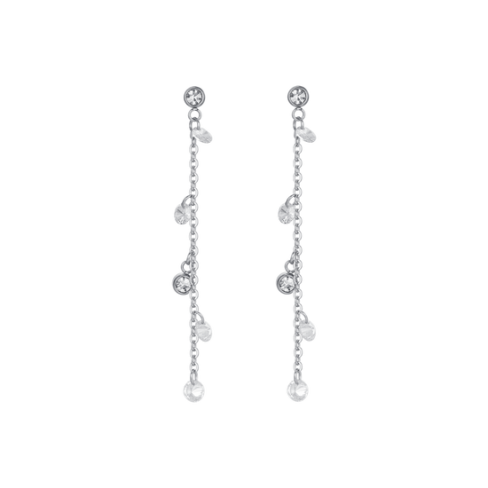PENDIENTES ACERO MUJER CRISTALES BLANCOS