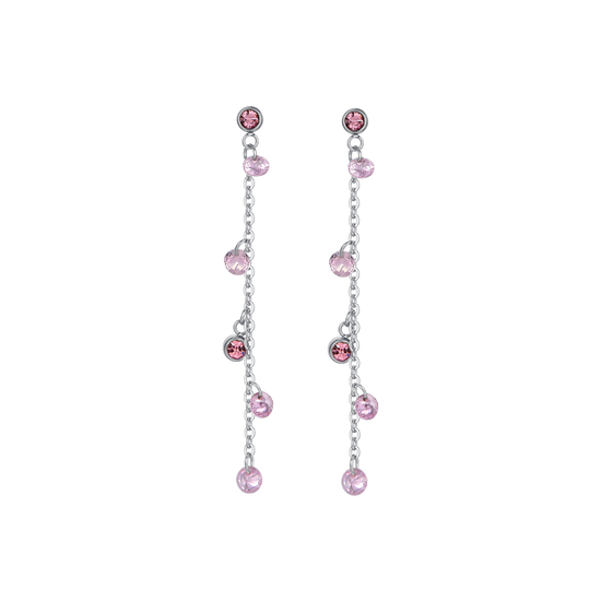 PENDIENTES DE ACERO PARA MUJER CON CRISTALES ROSAS