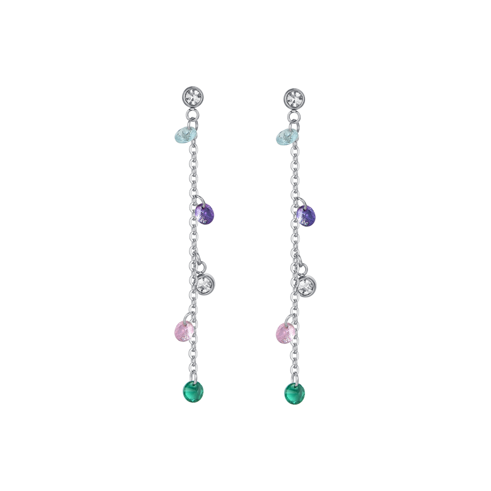 PENDIENTES DE ACERO PARA MUJER CRISTALES MULTICOLORES