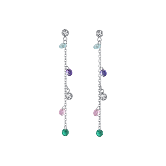 PENDIENTES DE ACERO PARA MUJER CRISTALES MULTICOLORES