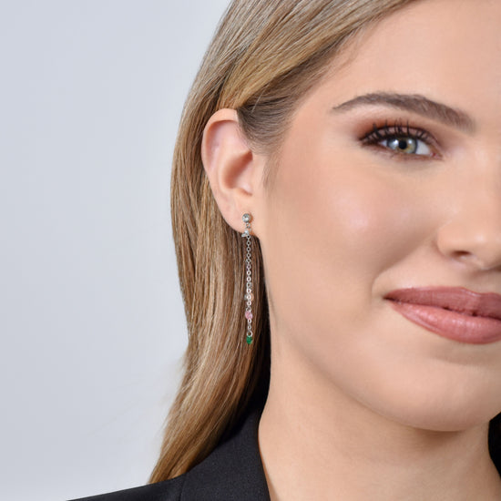 PENDIENTES DE ACERO PARA MUJER CRISTALES MULTICOLORES