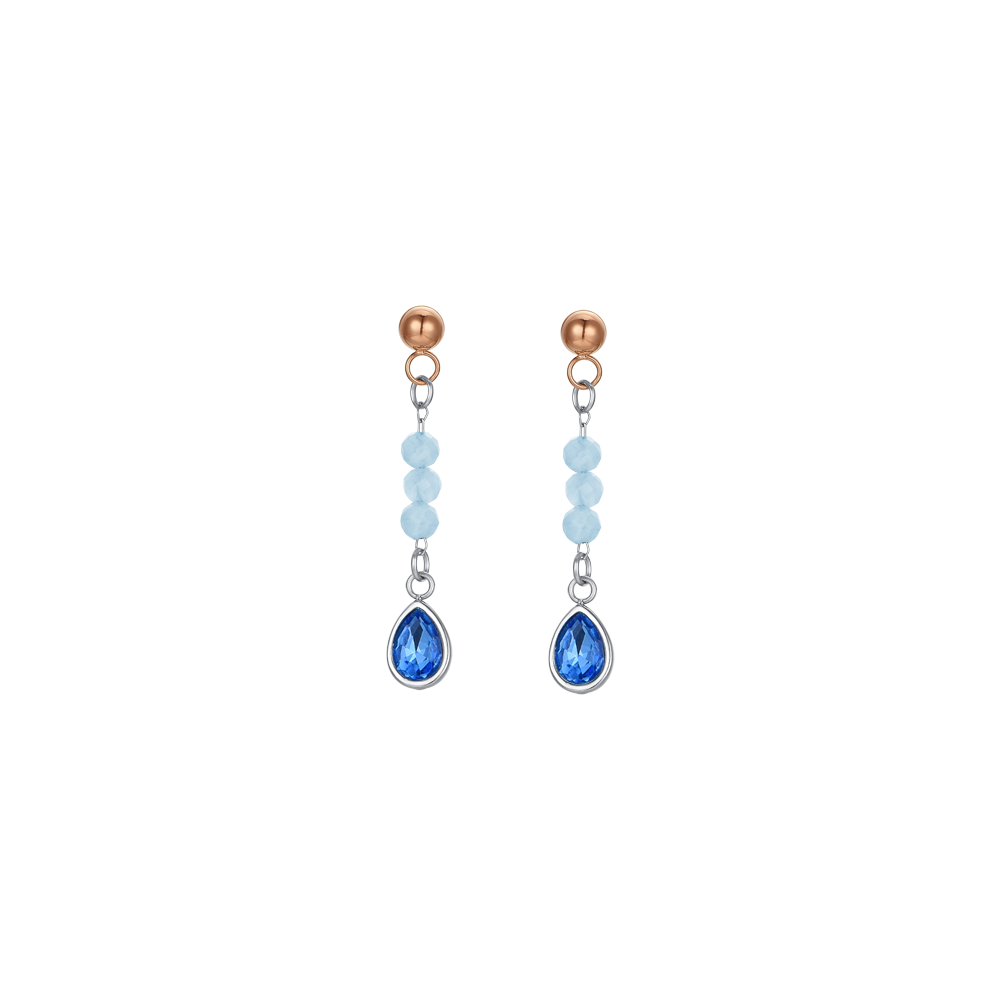 PENDIENTES DE ACERO ÁGATA AZUL PARA MUJER