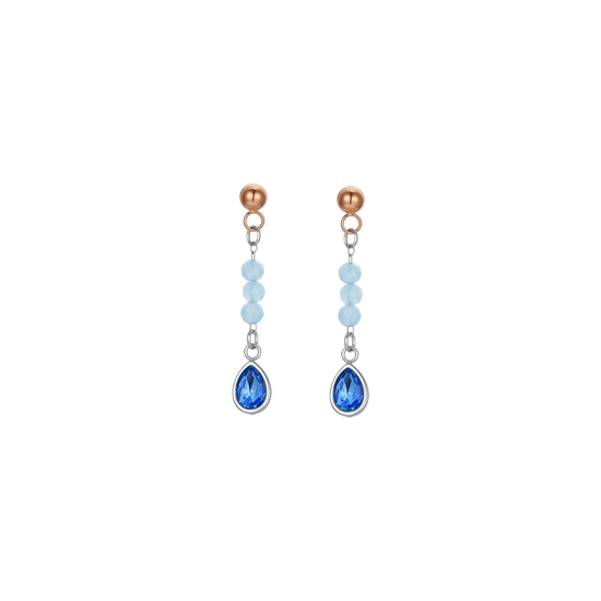 PENDIENTES DE ACERO ÁGATA AZUL PARA MUJER
