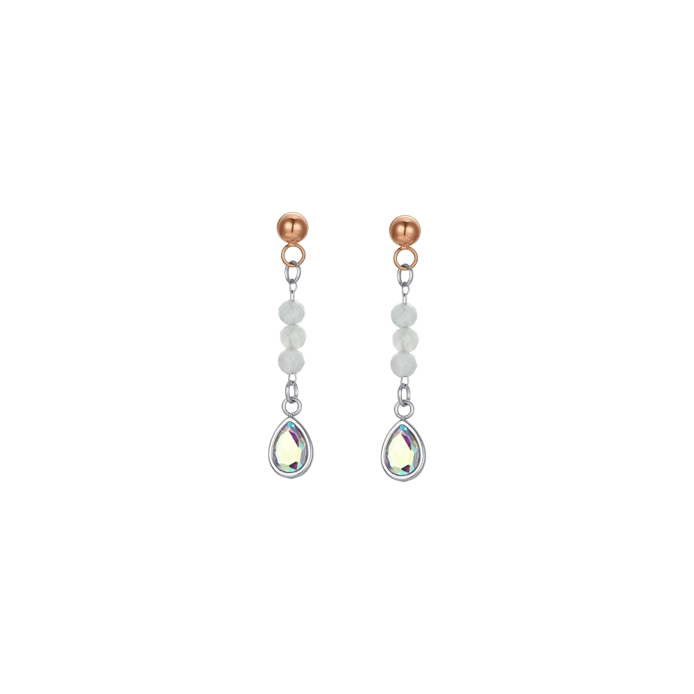 PENDIENTES DE ÁGATA BLANCA DE ACERO PARA MUJER