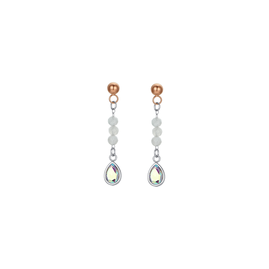 PENDIENTES DE ÁGATA BLANCA DE ACERO PARA MUJER
