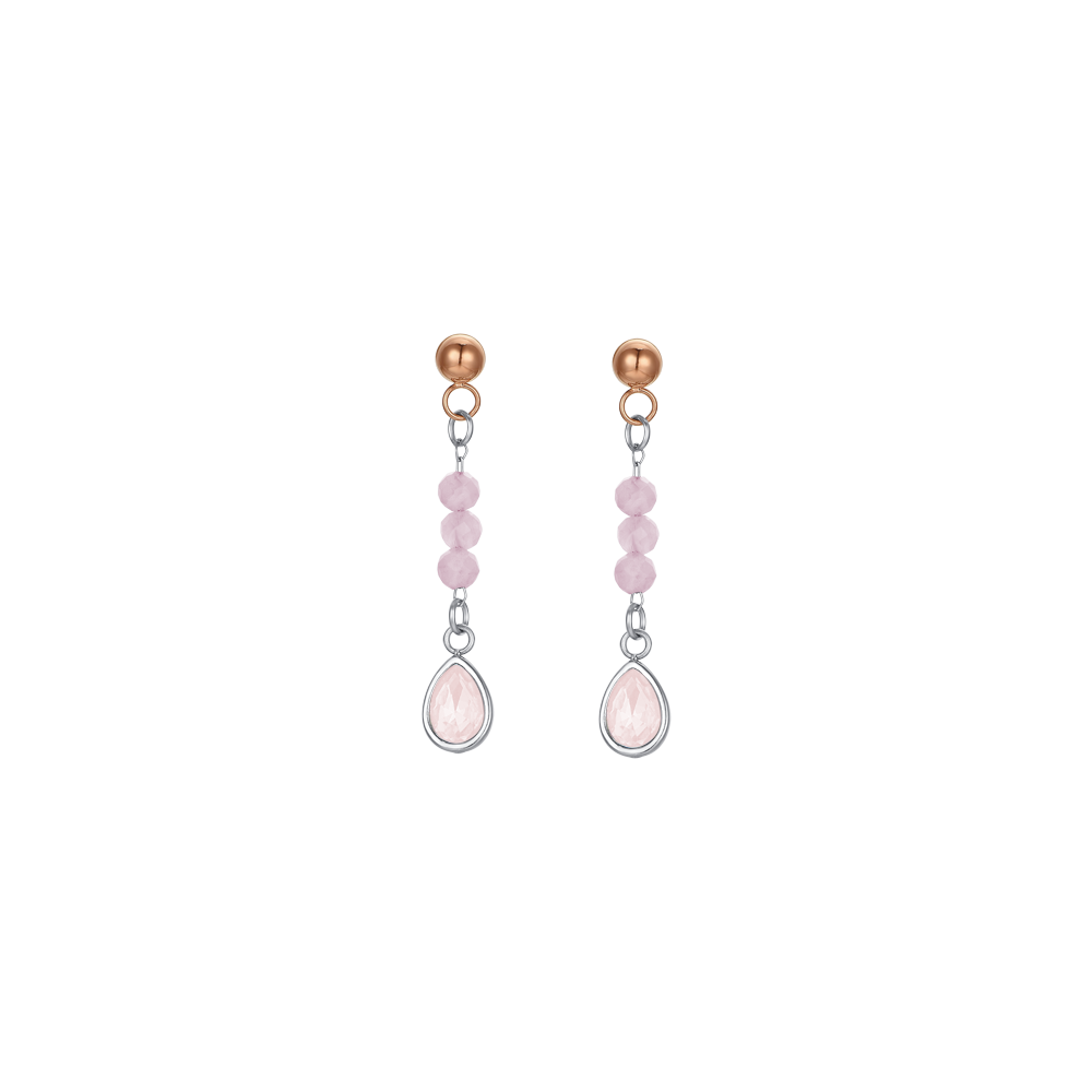 PENDIENTES DE MUJER DE ACERO DE ÁGATA ROSA