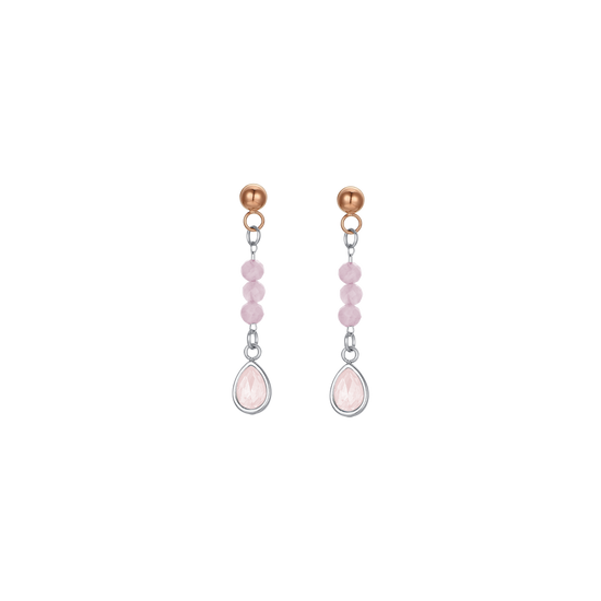 PENDIENTES DE MUJER DE ACERO DE ÁGATA ROSA
