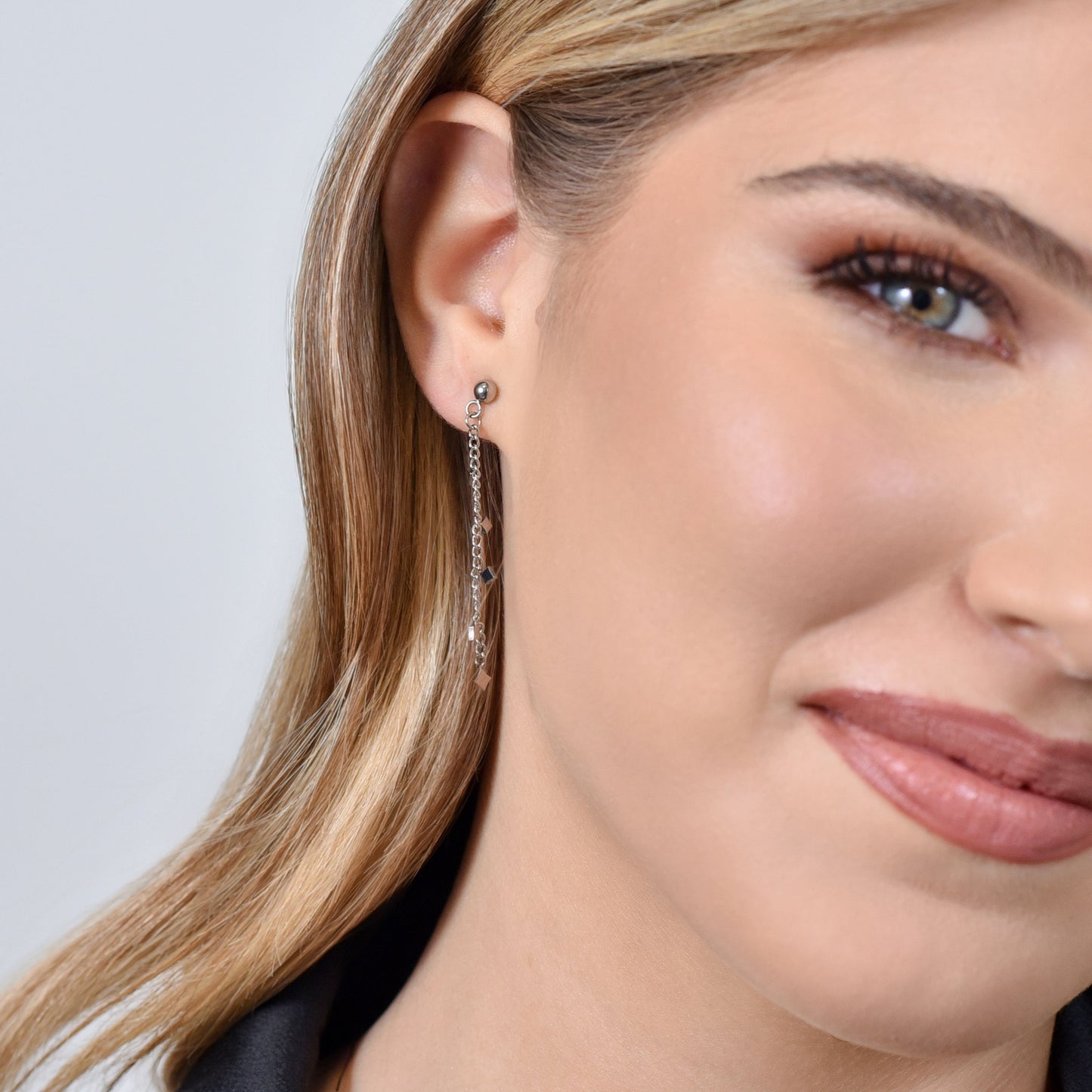 PENDIENTES DE ACERO PARA MUJER CON DIAMANTES