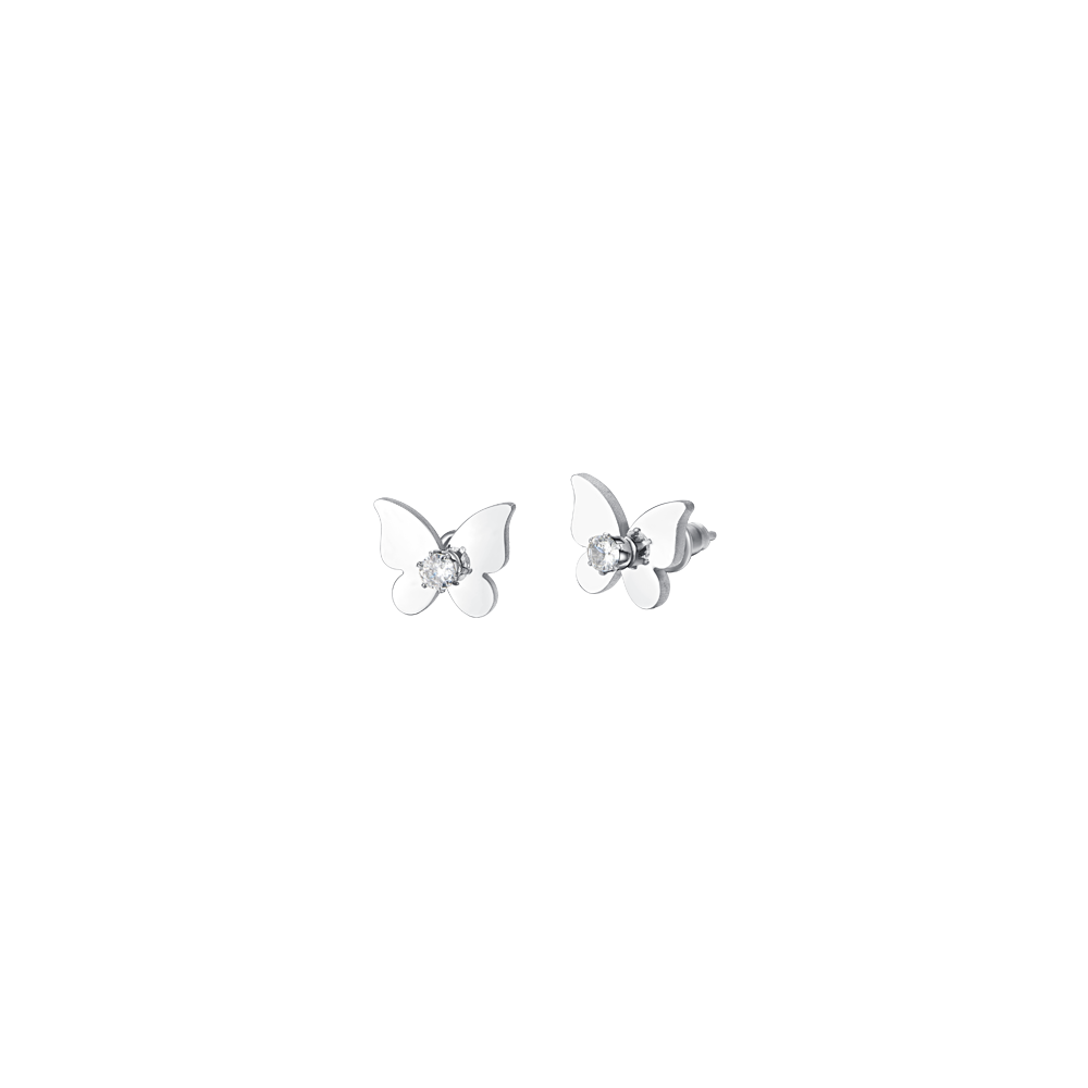 PENDIENTES DE MUJER MARIPOSA DE ACERO Y CIRCONITA