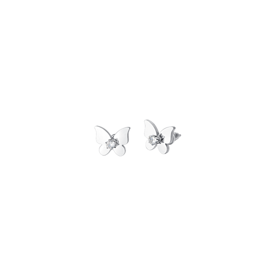 PENDIENTES DE MUJER MARIPOSA DE ACERO Y CIRCONITA