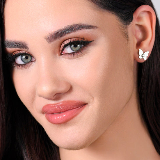 PENDIENTES DE MUJER MARIPOSA DE ACERO Y CIRCONITA