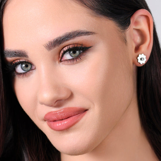 PENDIENTES DE MUJER DE ACERO TRÉBOL DE CUATRO HOJAS Y CIRCONITA