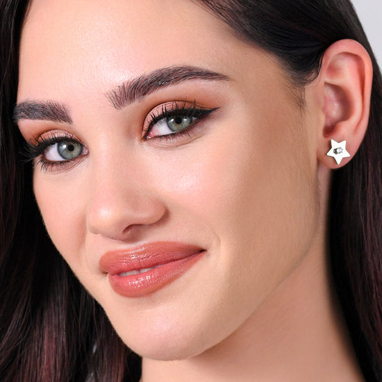 PENDIENTES DE MUJER ESTRELLA DE ACERO Y CIRCONITA