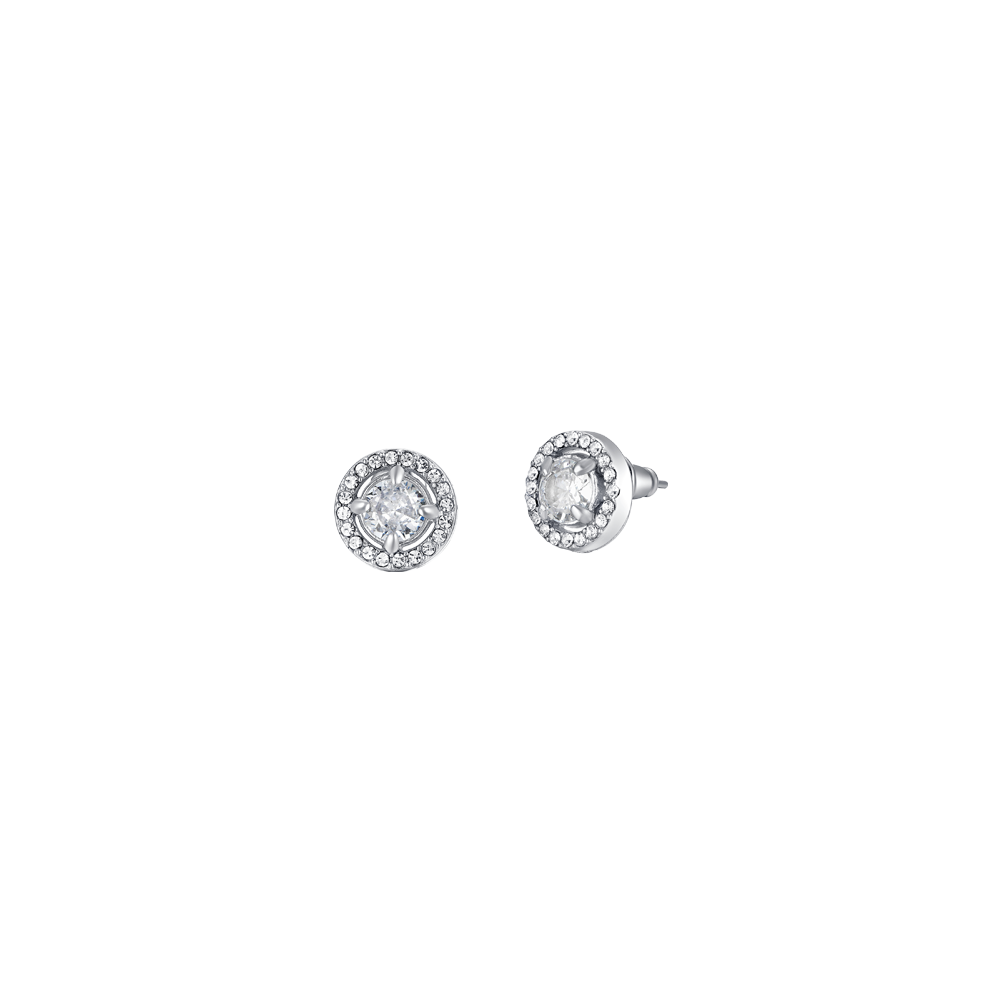PENDIENTES DE MUJER DE ACERO CON CIRCONITA BLANCA