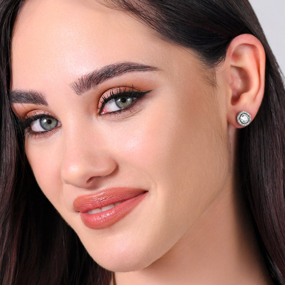 PENDIENTES DE MUJER DE ACERO CON CIRCONITA BLANCA