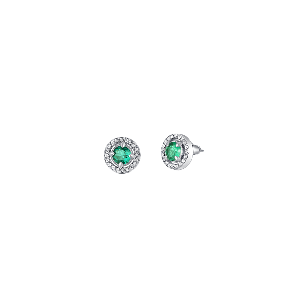 PENDIENTES DE MUJER DE ACERO VERDE ZIRCONIA CÚBICA