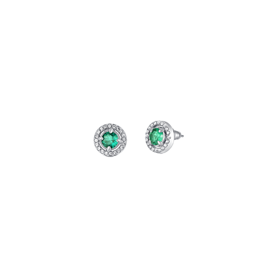 PENDIENTES DE MUJER DE ACERO VERDE ZIRCONIA CÚBICA